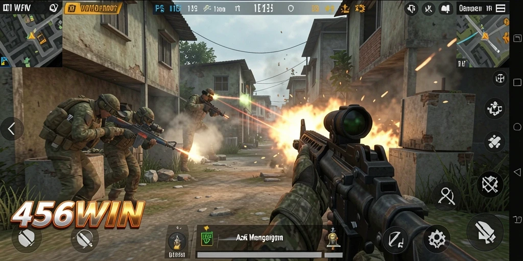 Screenshot gameplay 456WIN yang menampilkan aksi FPS yang mendebarkan.