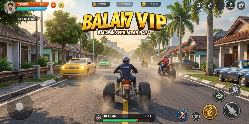 Tampilan seru dan mendebarkan dari gameplay Racing 7SVIP.