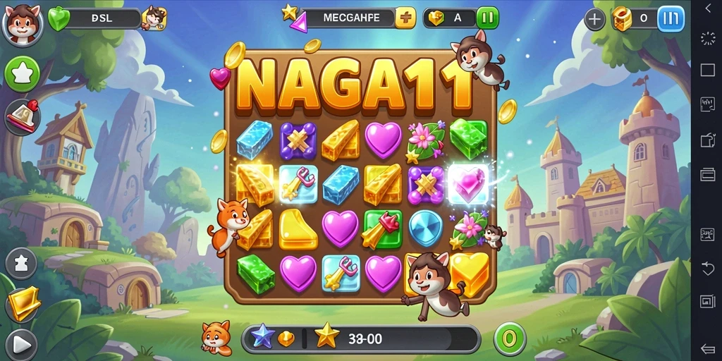 Tampilan gameplay seru NAGA11 dengan tantangan Match-3.