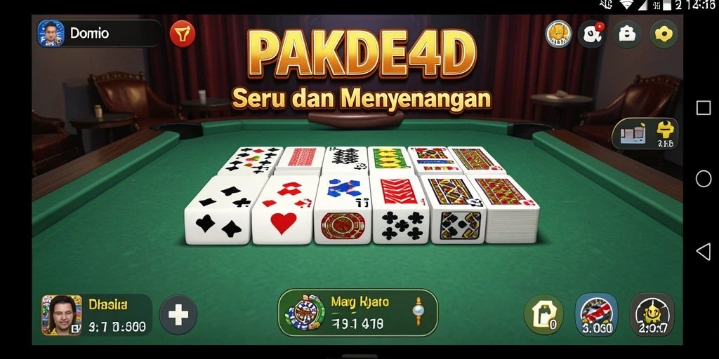 Tampilan gameplay PAKDE4D dengan suasana bermain Domino yang mengasyikkan.