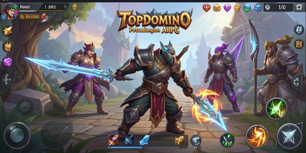 Tampilan gameplay menarik dari TOPDOMINO dalam pertempuran ARPG.