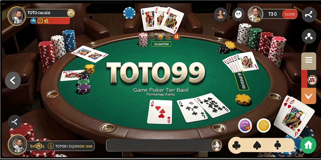 Tampilan gameplay Poker yang mendebarkan dan interaktif di TOTO99.