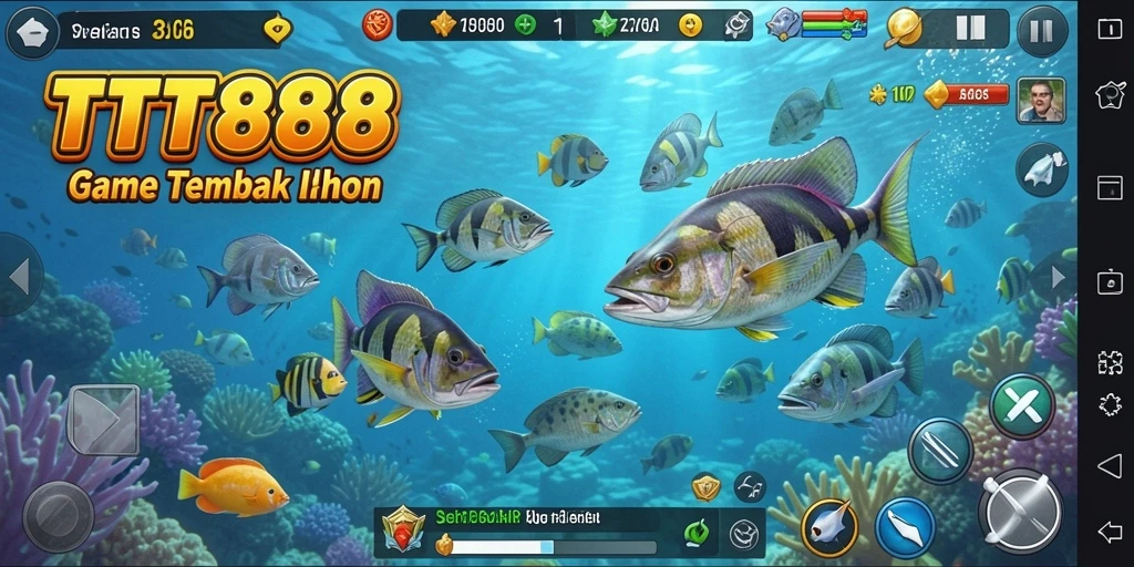 Screenshot TTT888 menampilkan aksi seru dalam permainan Tembak Ikan.