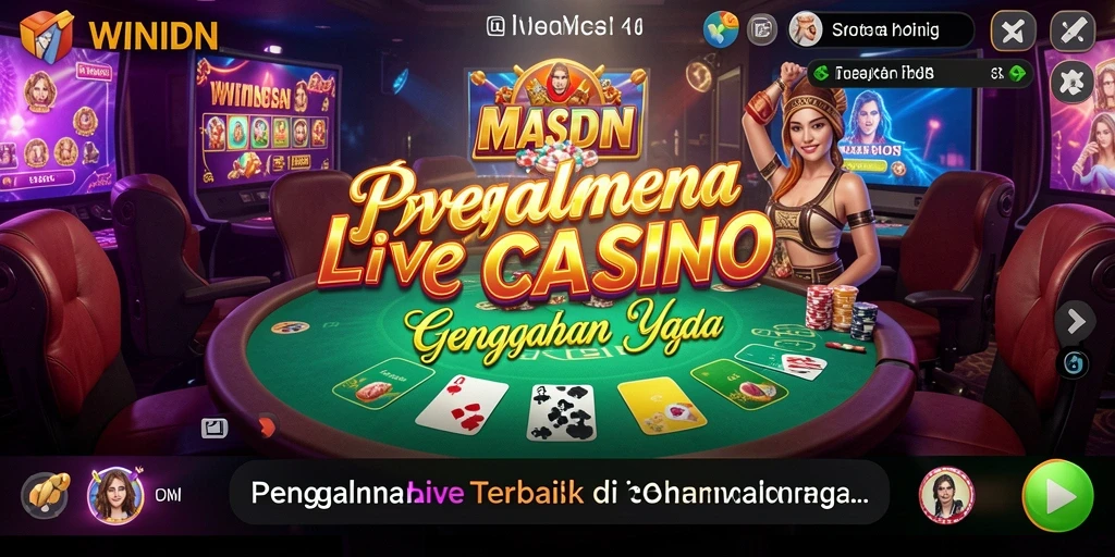 Screenshot gameplay WINIDN yang menampilkan dealer langsung dan suasana kasino.