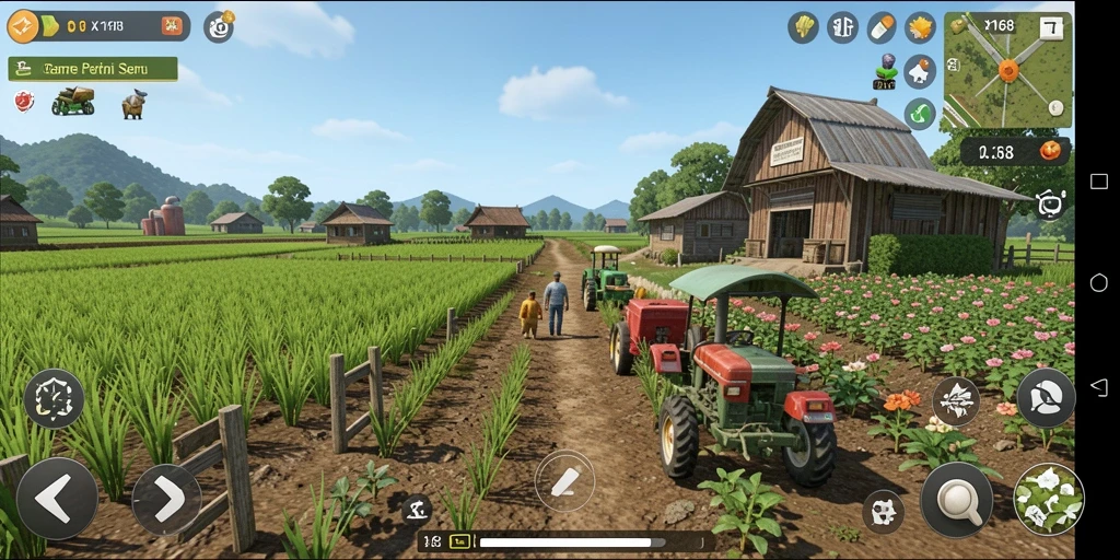Tampilan gameplay menarik di dunia pertanian virtual.